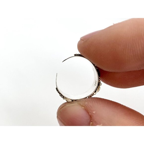 Rope Accented Vintage Antiqued Balinese 925 Vintage Ring - sz 2 - Picture 10 of 13